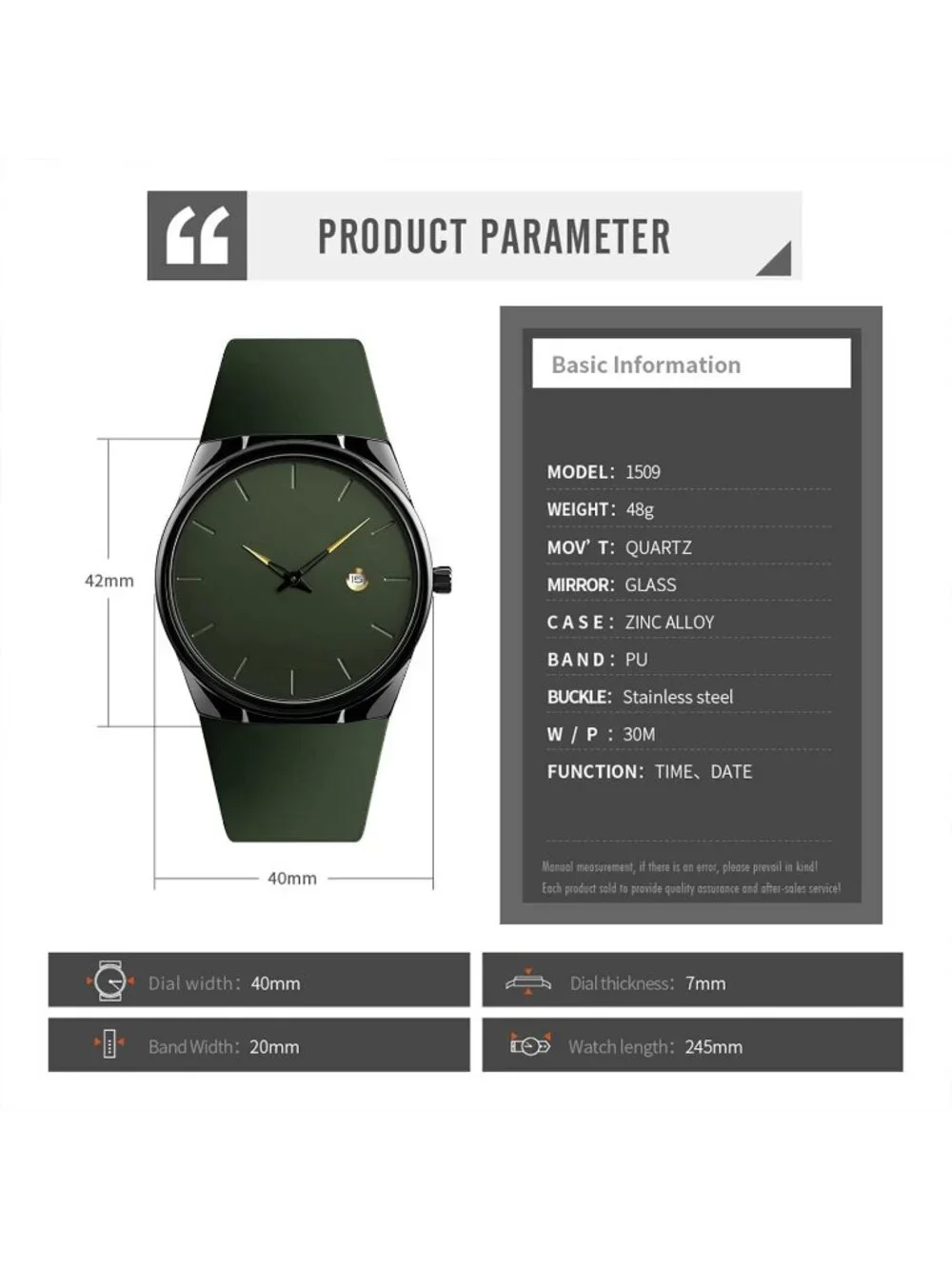 Unisex Green Casual Waterproof Analog Quartz Stylish Silicone Band Wrist Watch